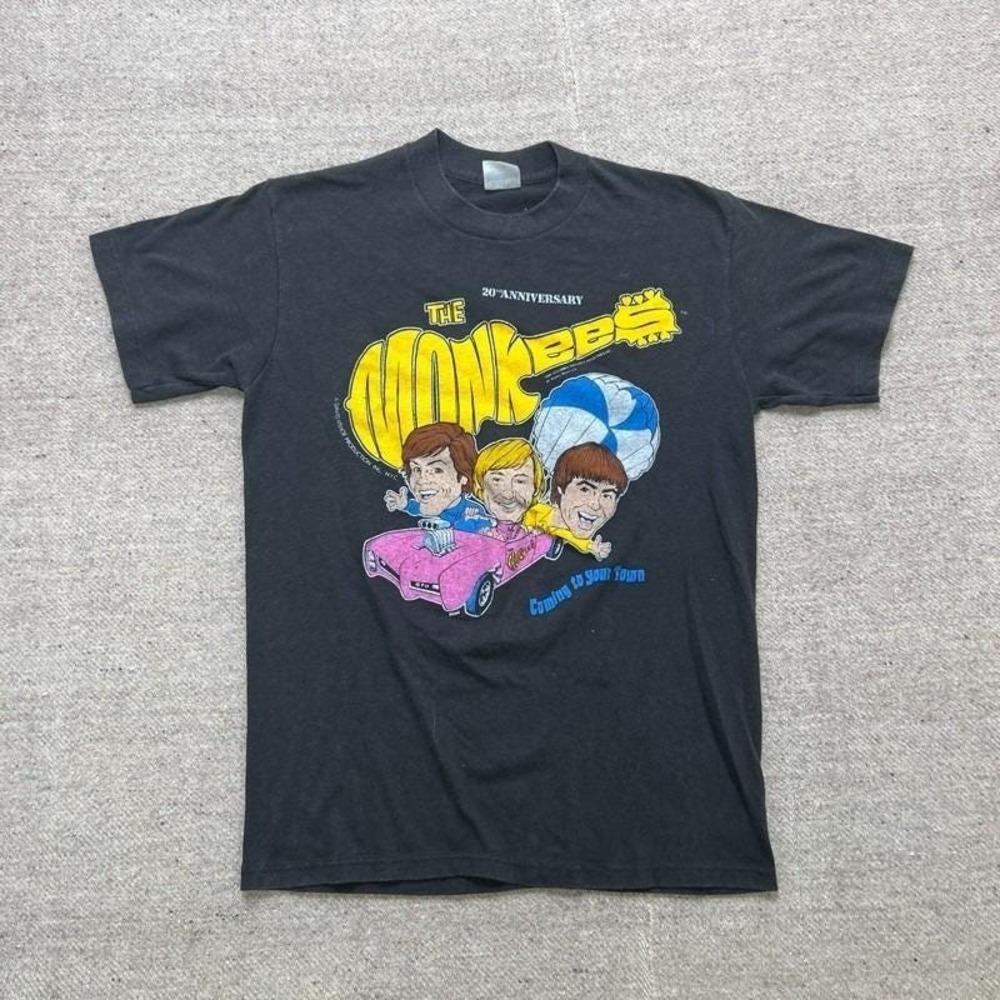 Vintage The Monkees Shirt Mens Medium Black 1980s 20th Anniversary